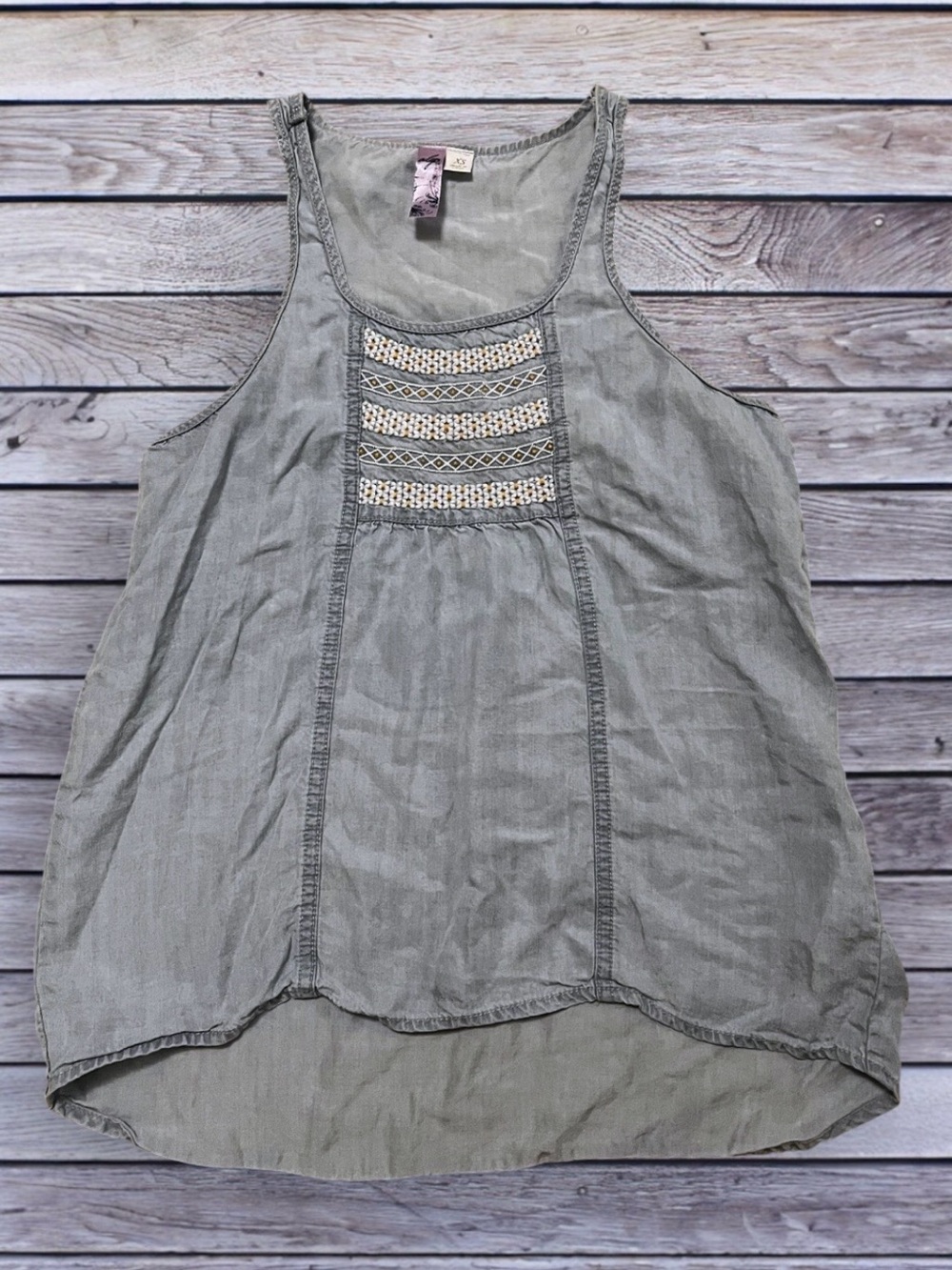 Alya light blue Crochet-Panel Cottagecore  Sleeveless Tank xs